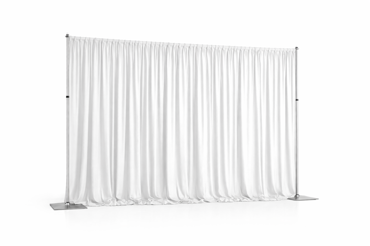 White Pipe and Drape 8'H by 8'-10'W (Self Setup)